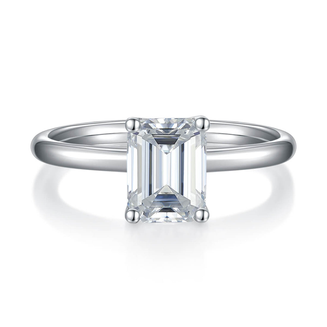 Emerald cut Moissanite solitaire engagement ring