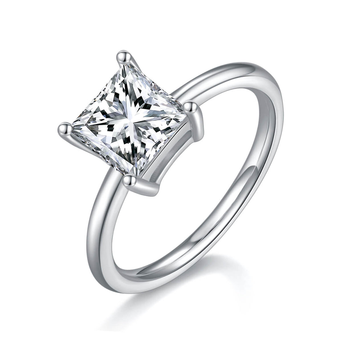 Princess cut Moissanite solitaire engagement ring