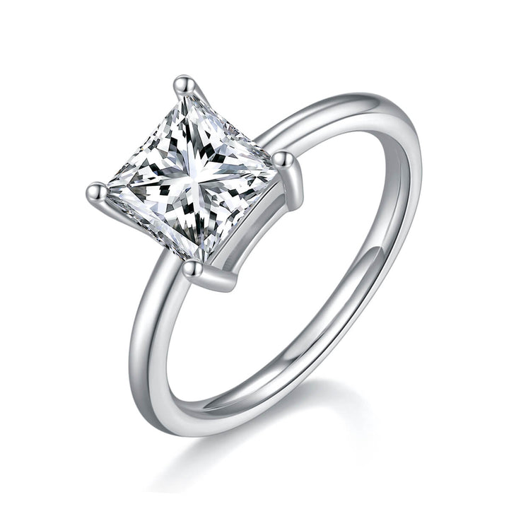 Princess cut Moissanite solitaire engagement ring