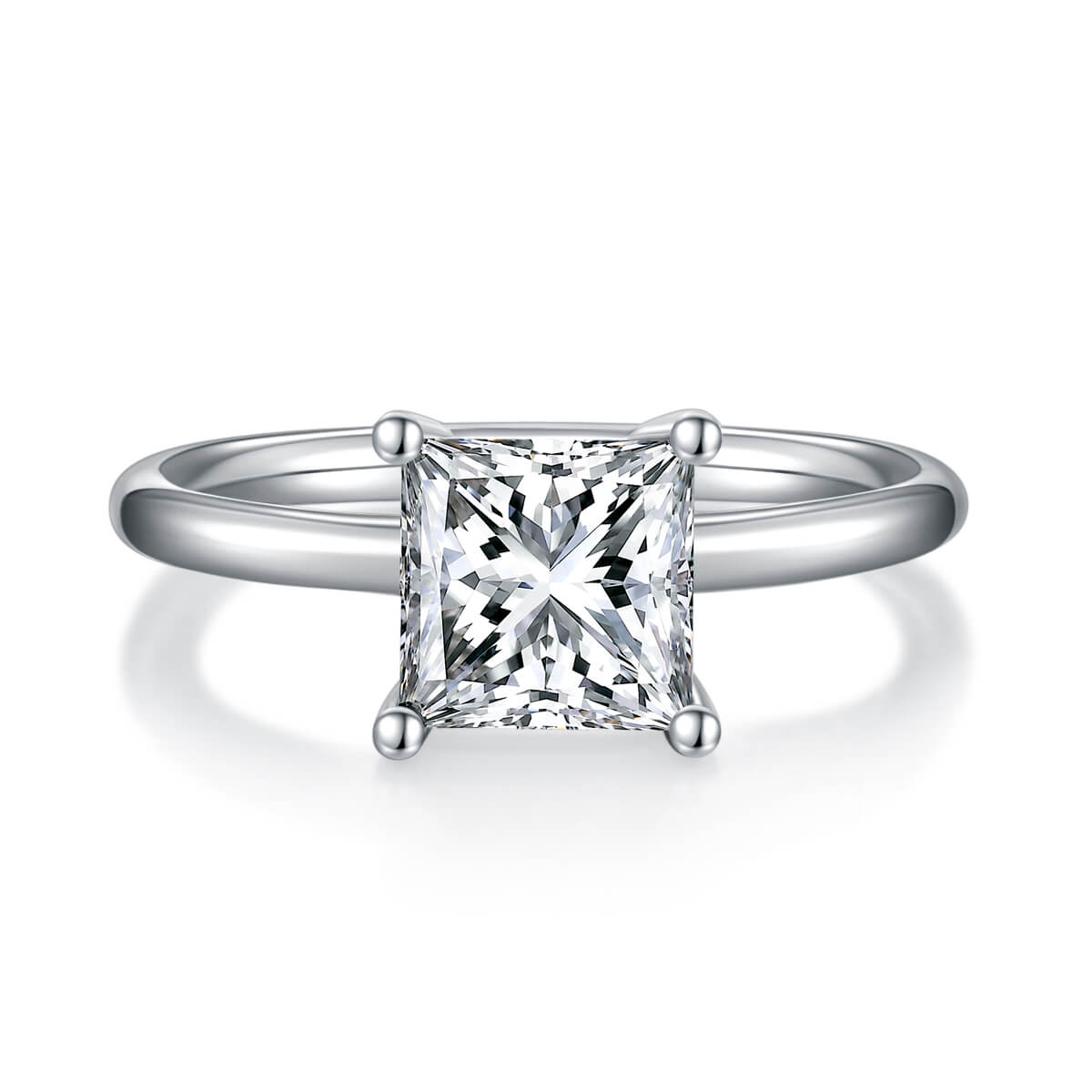 Princess cut Moissanite solitaire engagement ring