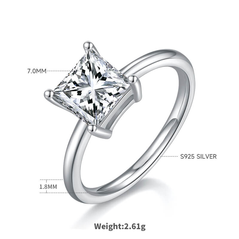 Princess cut Moissanite solitaire engagement ring