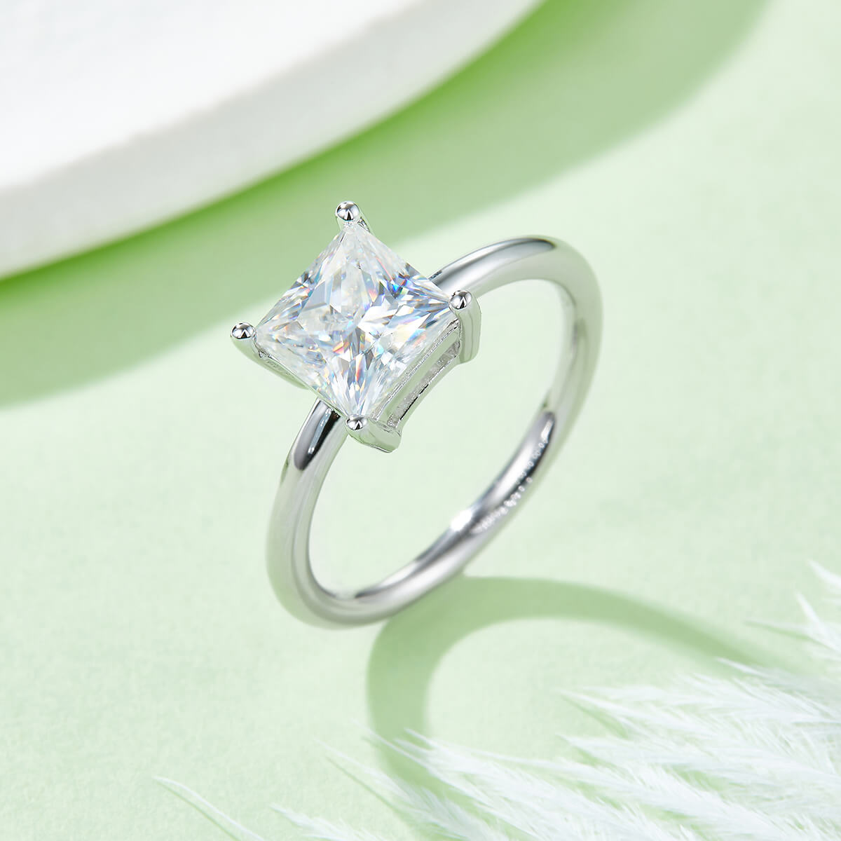 Princess cut Moissanite solitaire engagement ring
