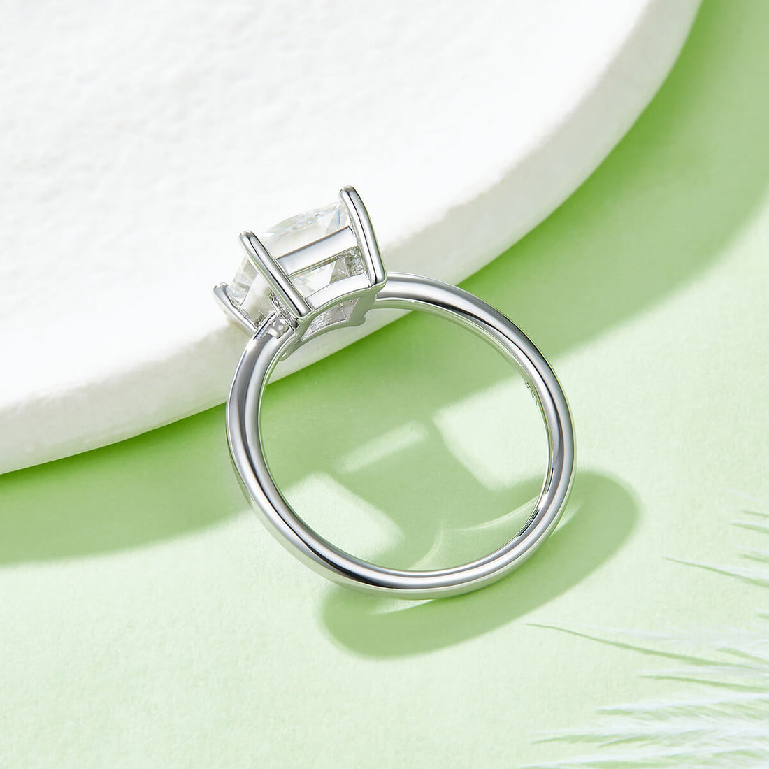 Princess cut Moissanite solitaire engagement ring