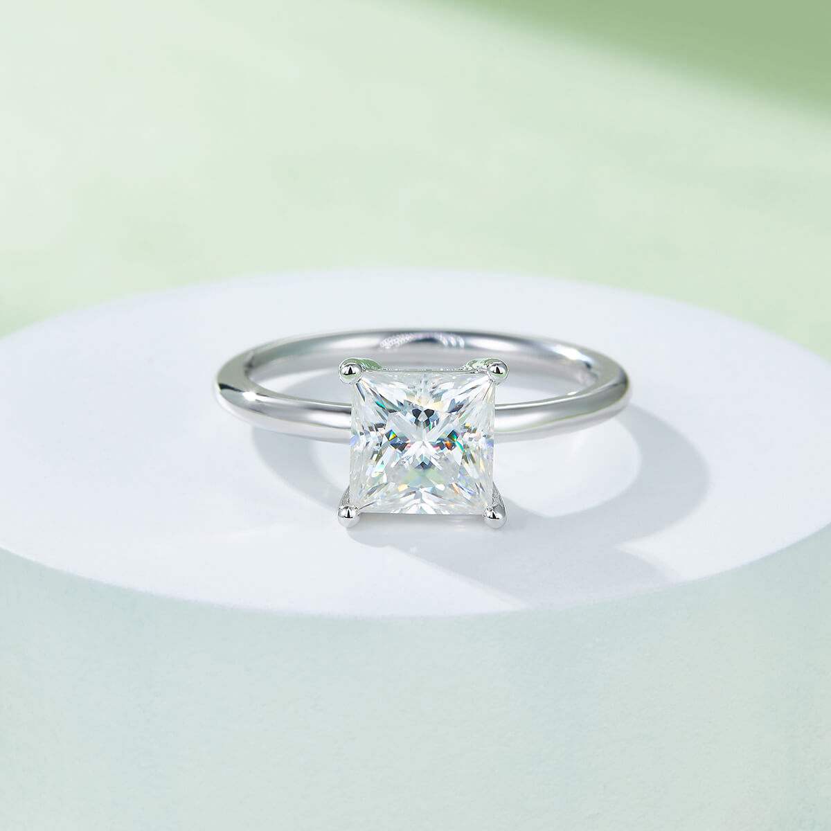 Princess cut Moissanite solitaire engagement ring