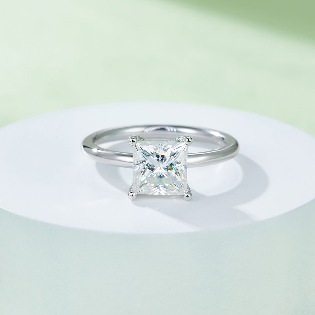 Princess cut Moissanite solitaire engagement ring