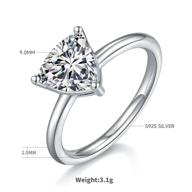 Trillion cut Moissanite solitaire engagement ring
