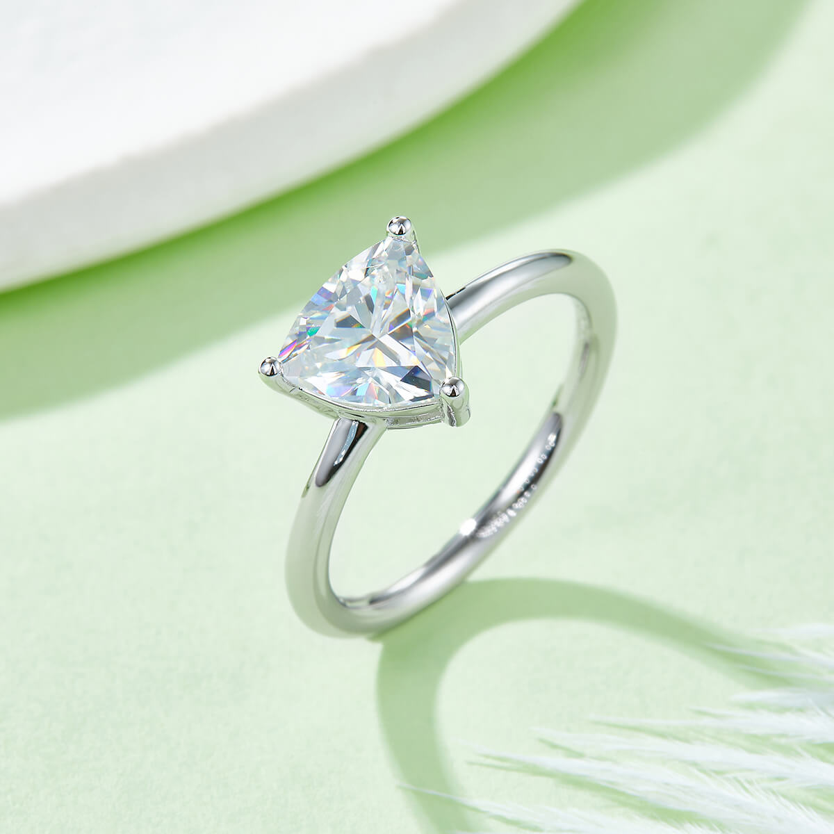 Trillion cut Moissanite solitaire engagement ring