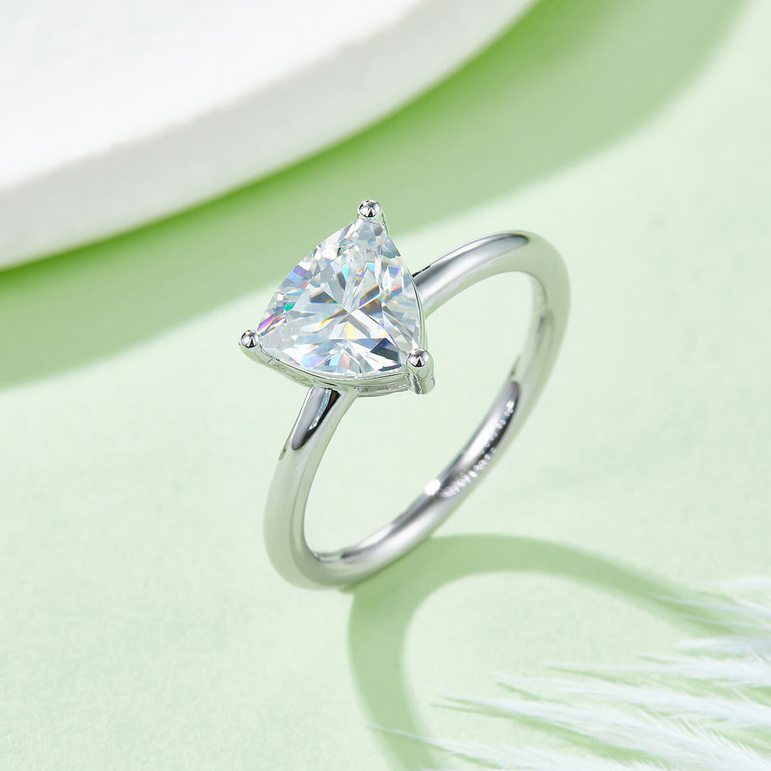 Trillion cut Moissanite solitaire engagement ring