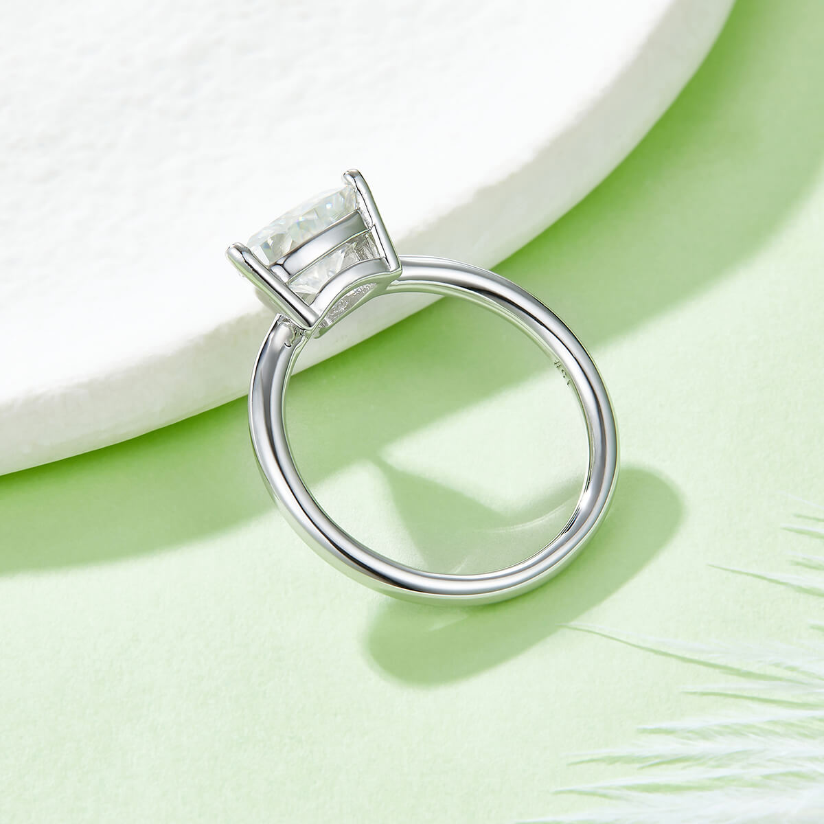 Trillion cut Moissanite solitaire engagement ring