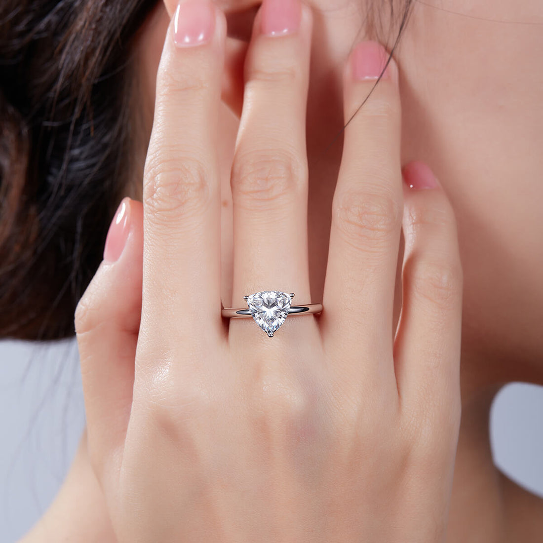 Trillion cut Moissanite solitaire engagement ring