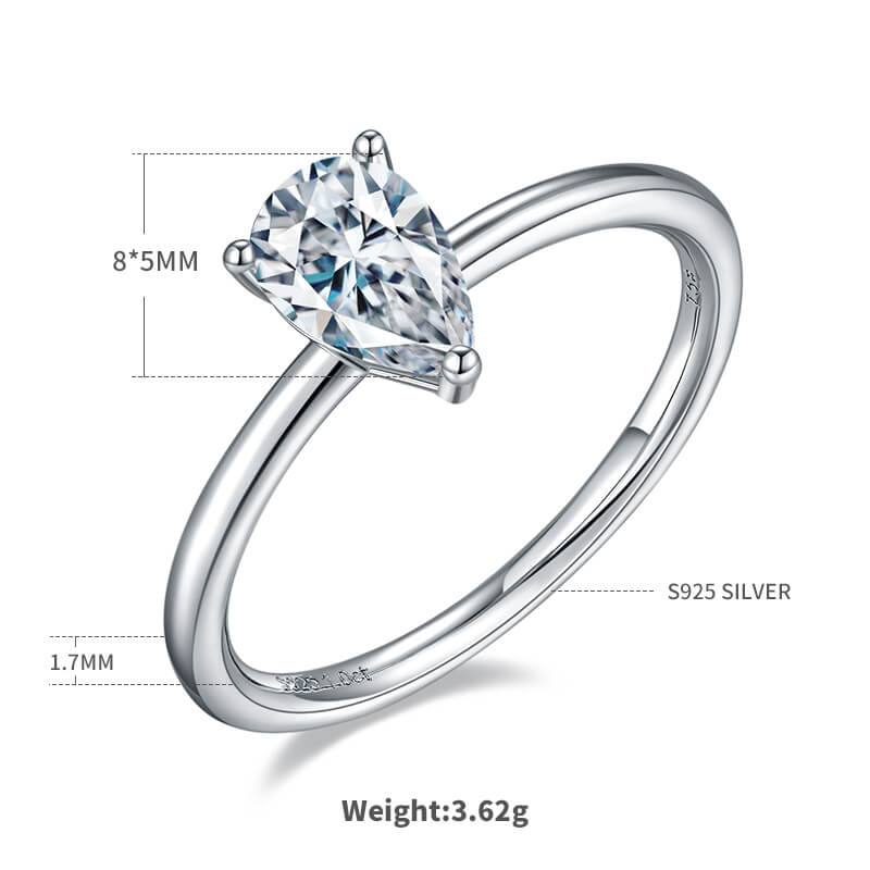 Pear cut Moissanite solitaire engagement ring