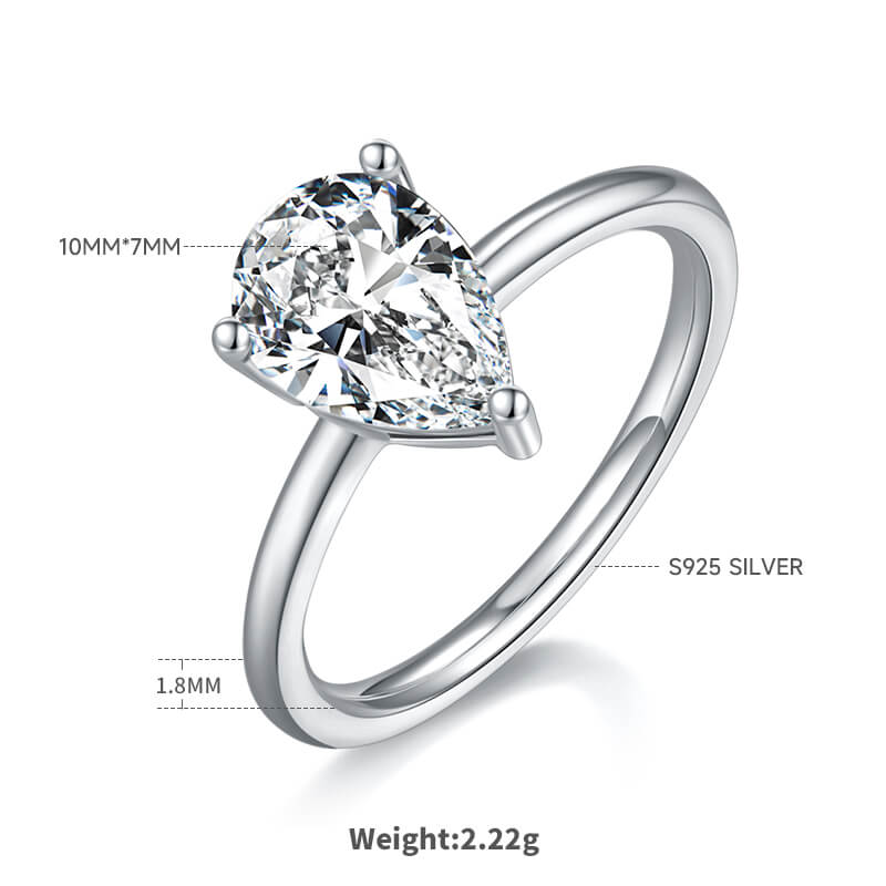 Pear cut Moissanite solitaire engagement ring