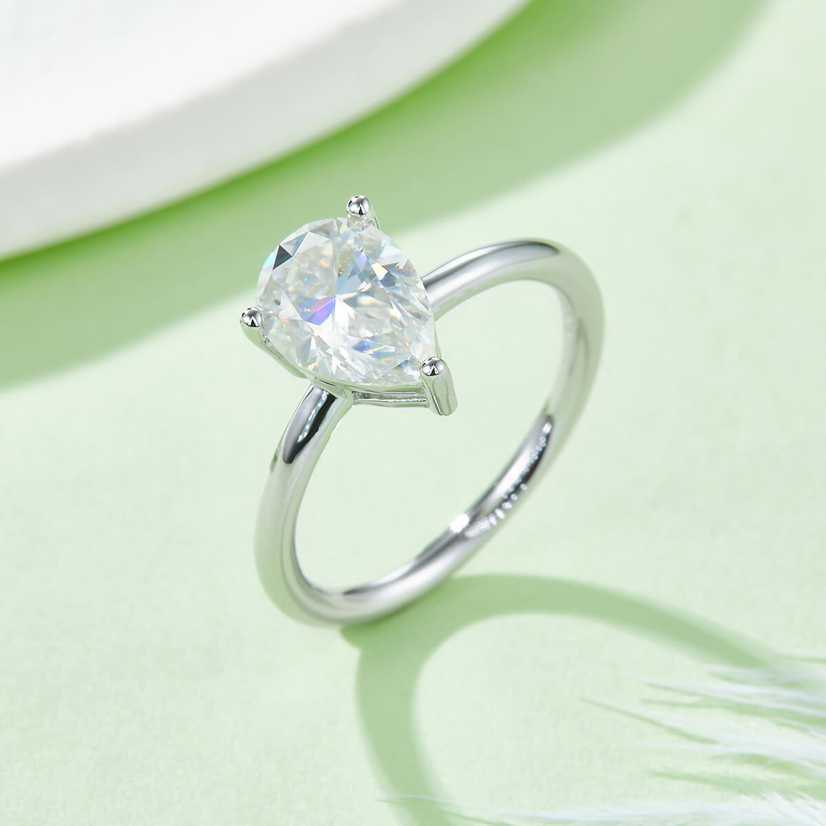 Pear cut Moissanite solitaire engagement ring