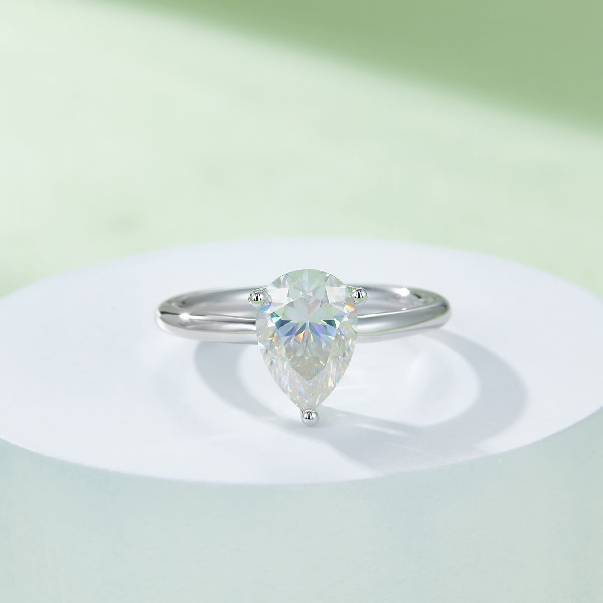 Pear cut Moissanite solitaire engagement ring