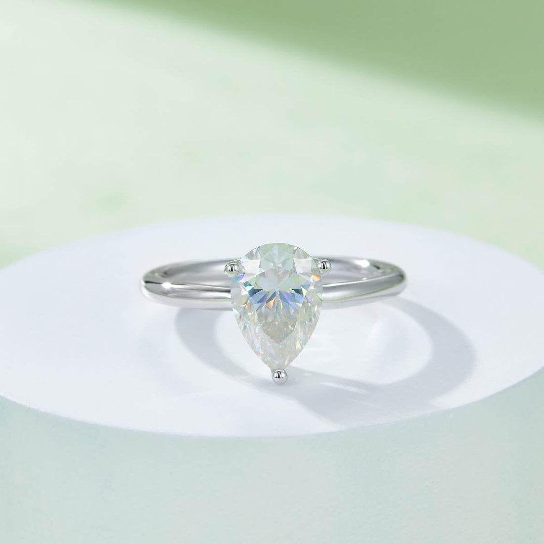 Pear cut Moissanite solitaire engagement ring