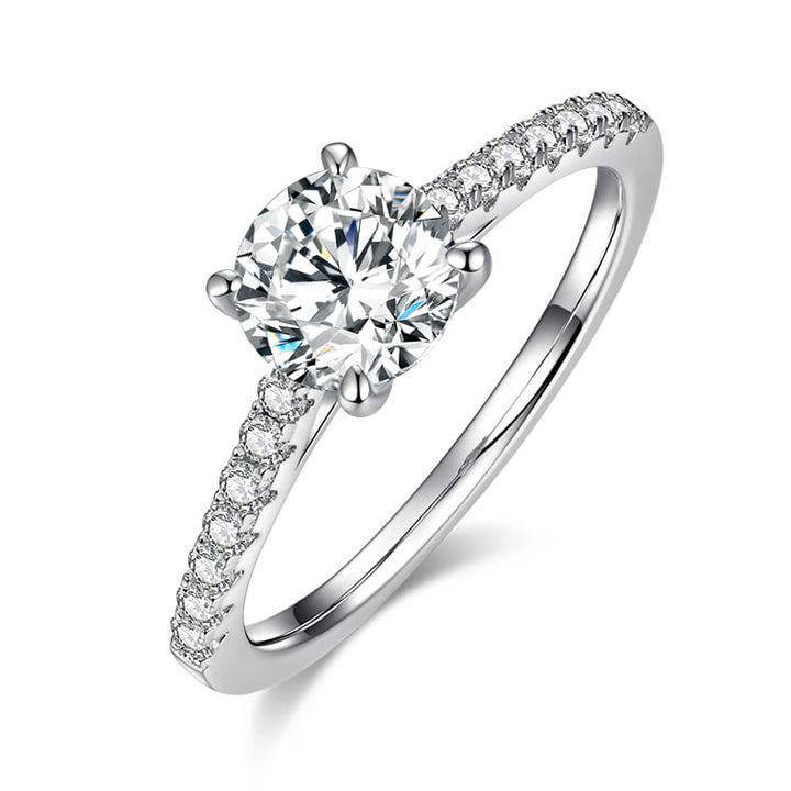 Half pave round cut Moissanite solitaire engagement ring