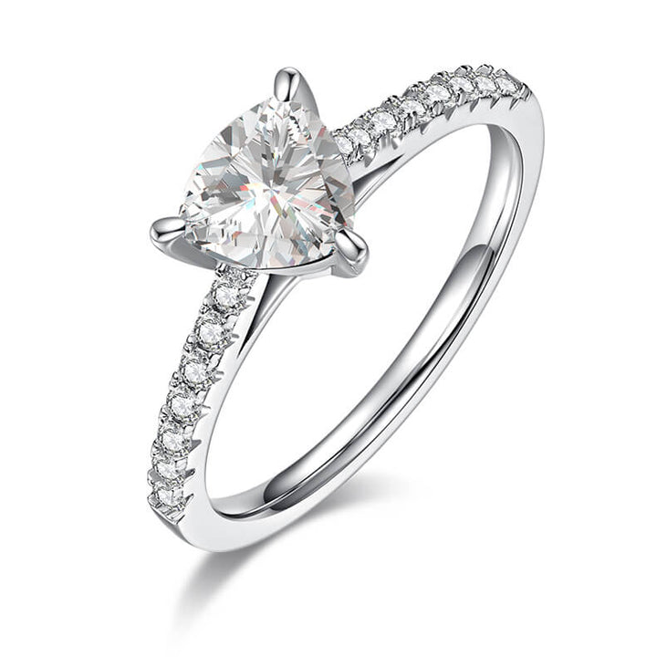 Half pave trillion cut Moissanite solitaire engagement ring