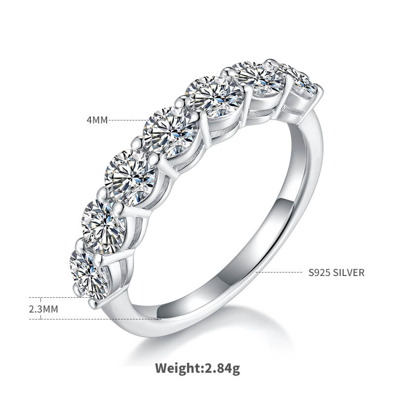 Round cut Moissanite anniversary wedding band