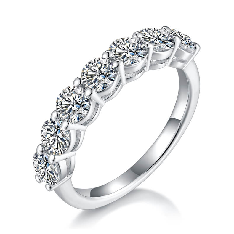 Round cut Moissanite anniversary wedding band