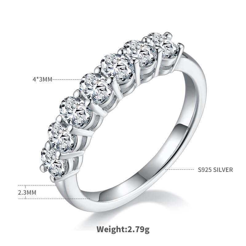 Oval cut Moissanite anniversary wedding band