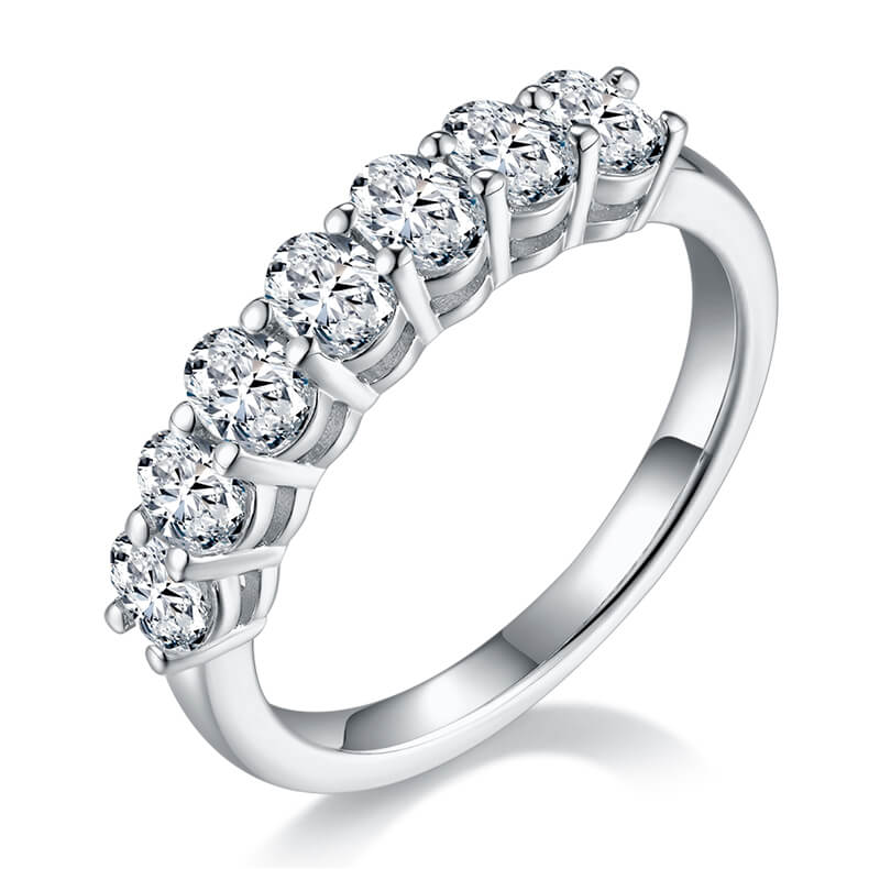 Oval cut Moissanite anniversary wedding band