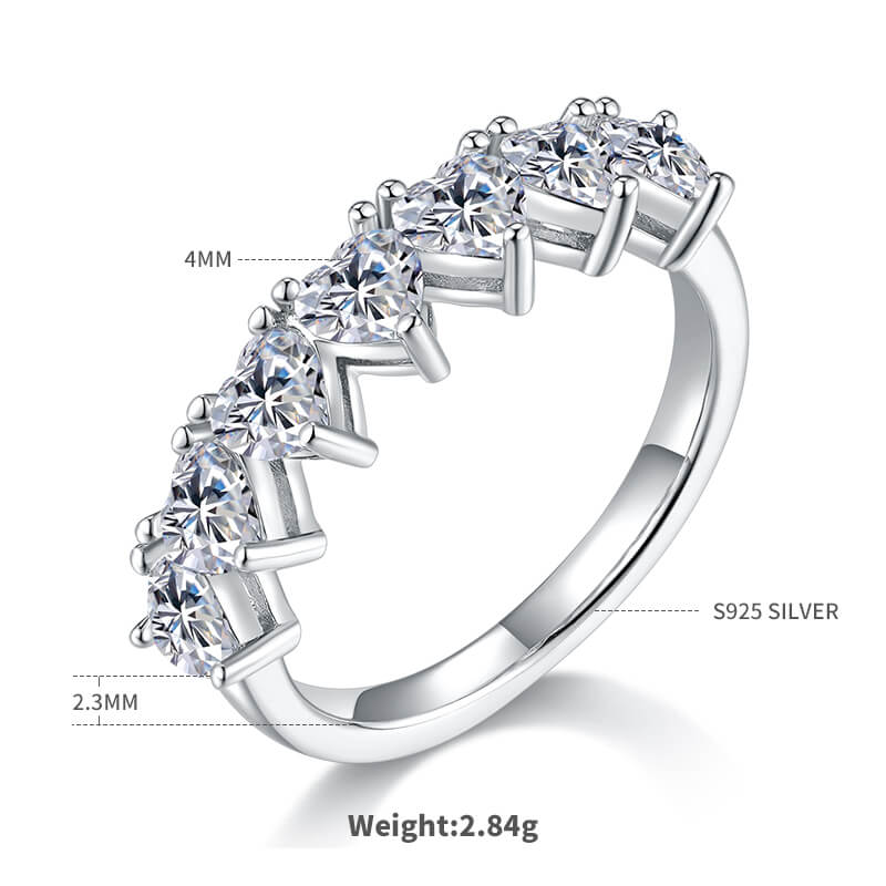Heart cut Moissanite anniversary wedding band