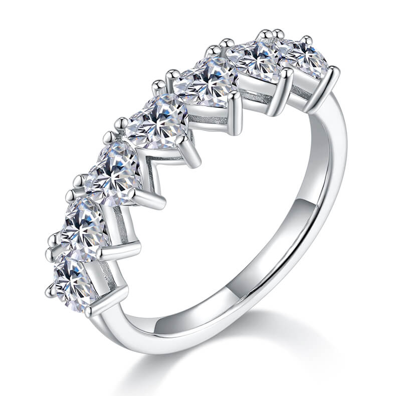 Heart cut Moissanite anniversary wedding band
