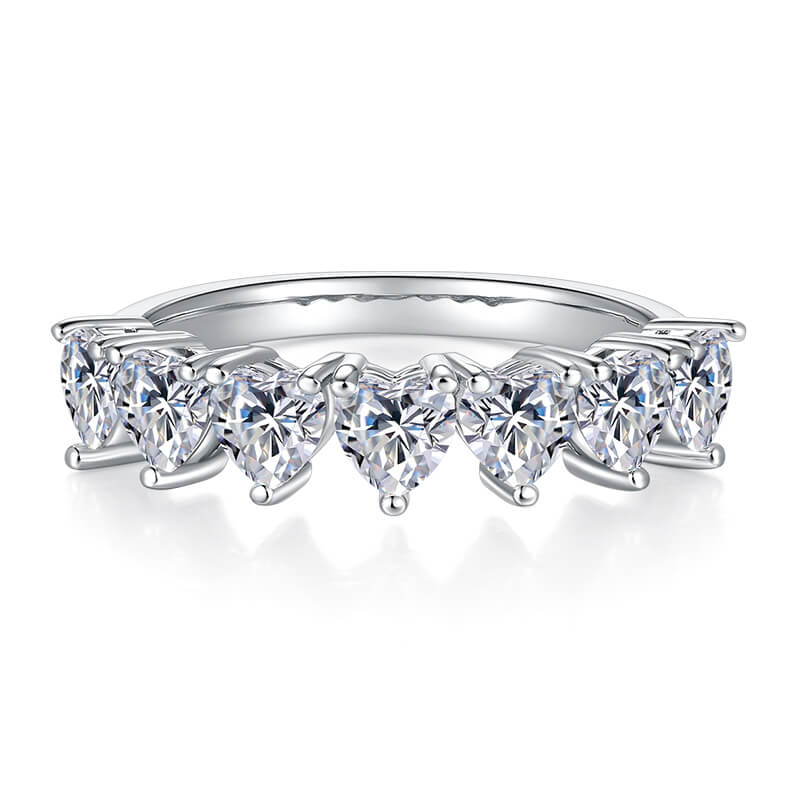 Heart cut Moissanite anniversary wedding band