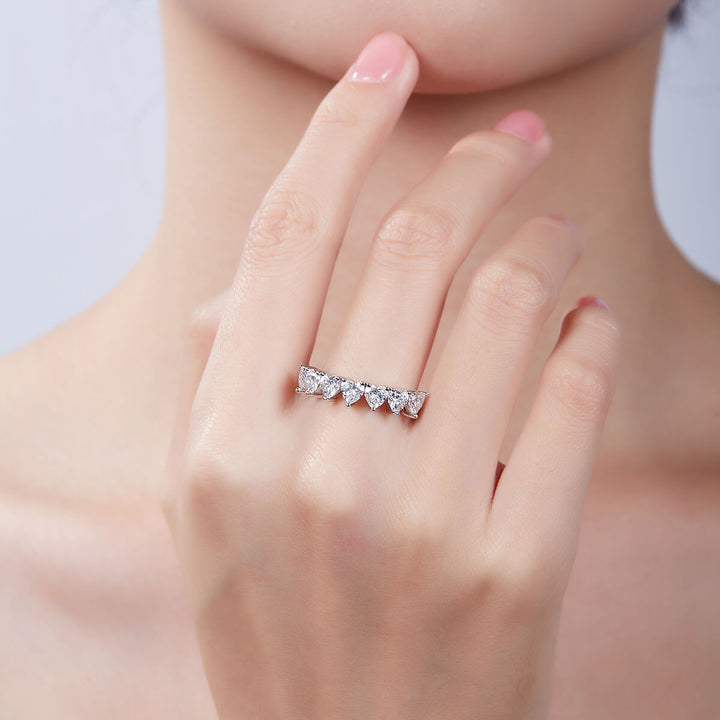 Heart cut Moissanite anniversary wedding band