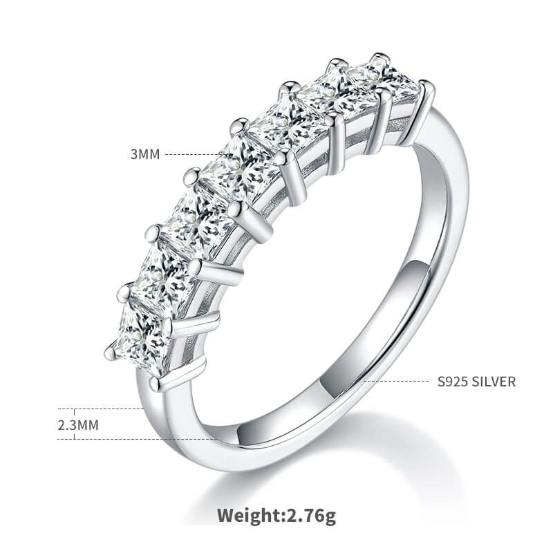 Princess cut Moissanite anniversary wedding band