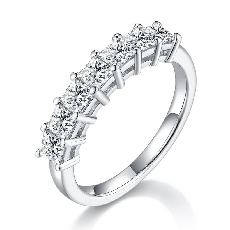 Princess cut Moissanite anniversary wedding band