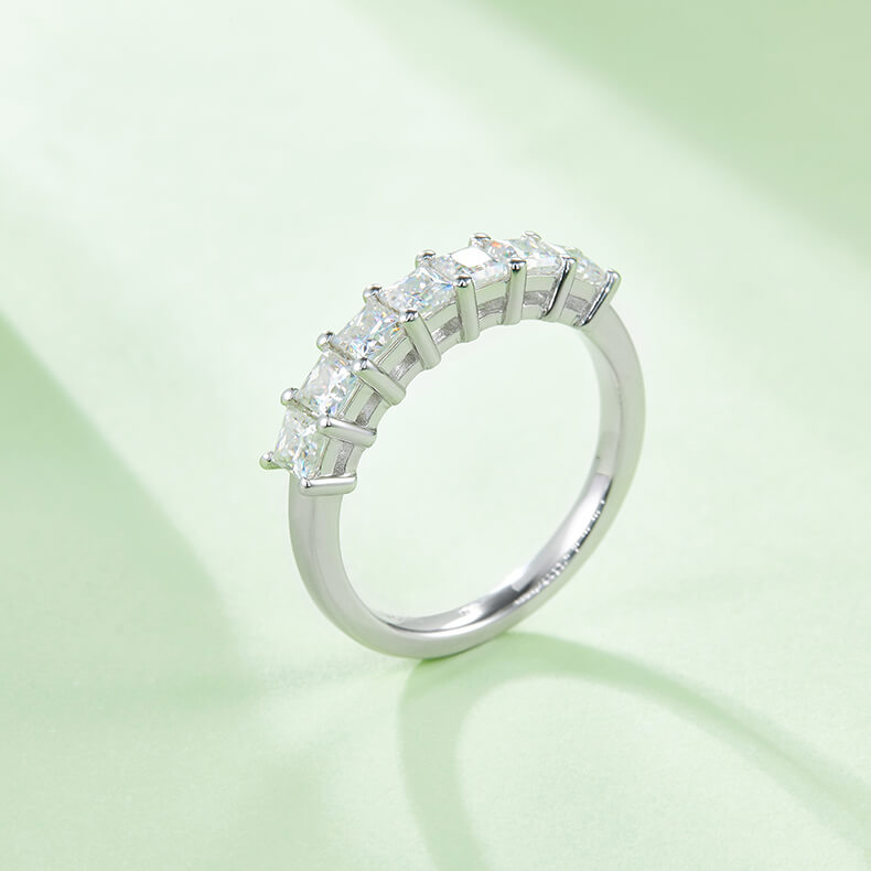 Princess cut Moissanite anniversary wedding band