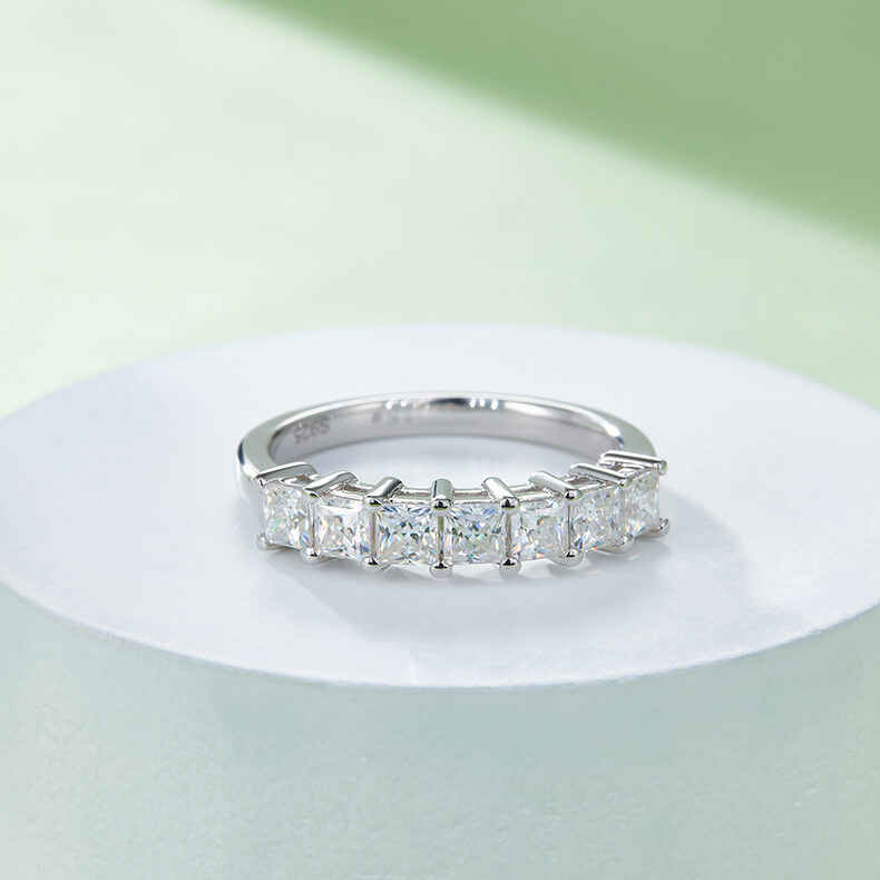 Princess cut Moissanite anniversary wedding band