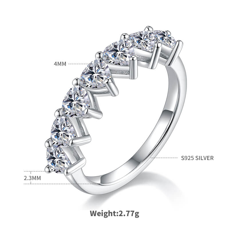 Trillion cut Moissanite anniversary wedding band