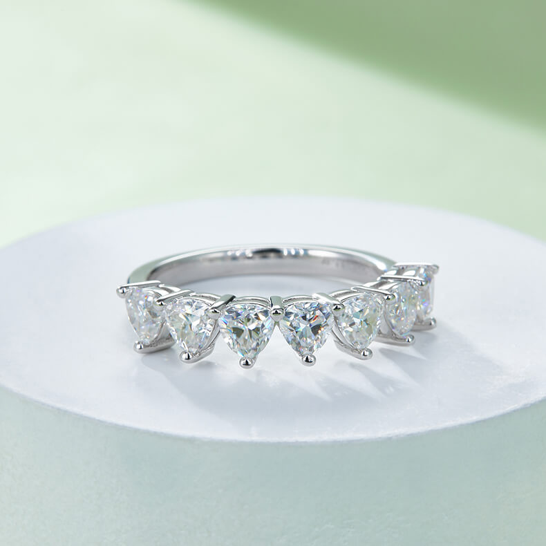 Trillion cut Moissanite anniversary wedding band