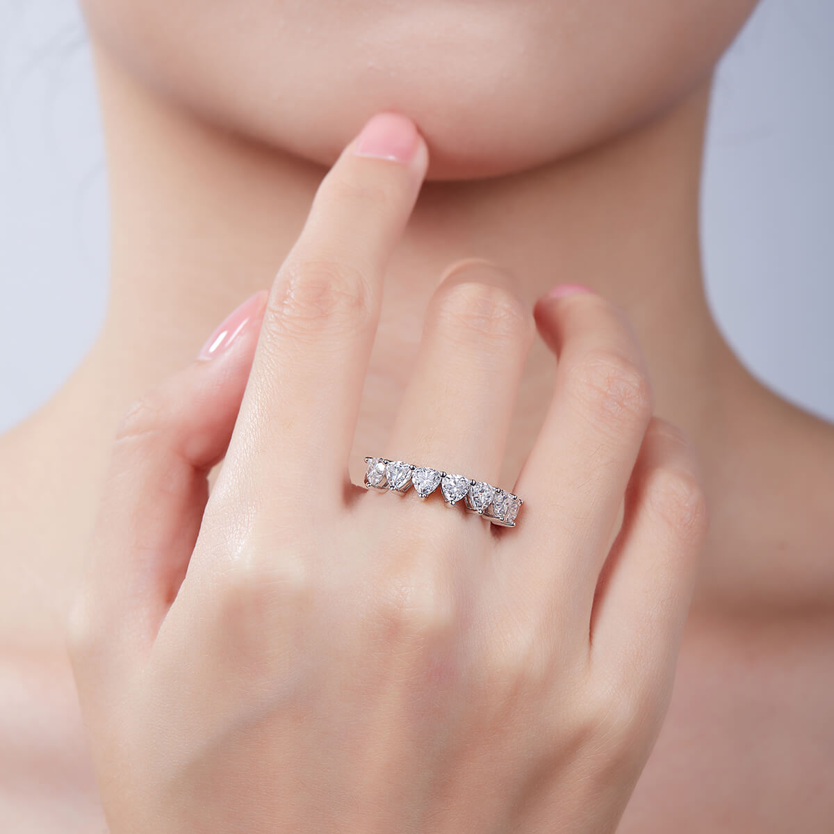 Trillion cut Moissanite anniversary wedding band