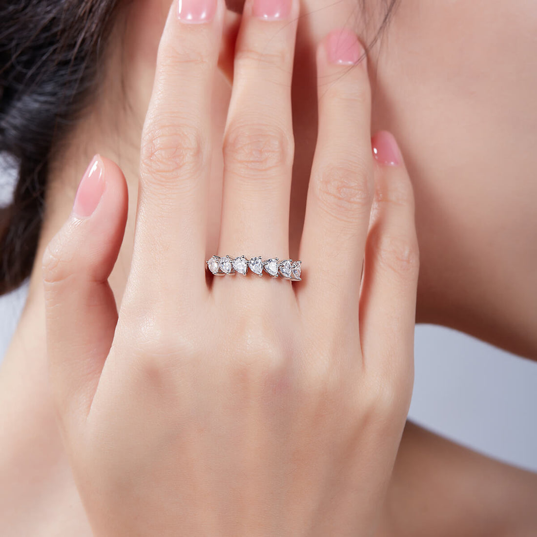 Pear cut Moissanite anniversary wedding band