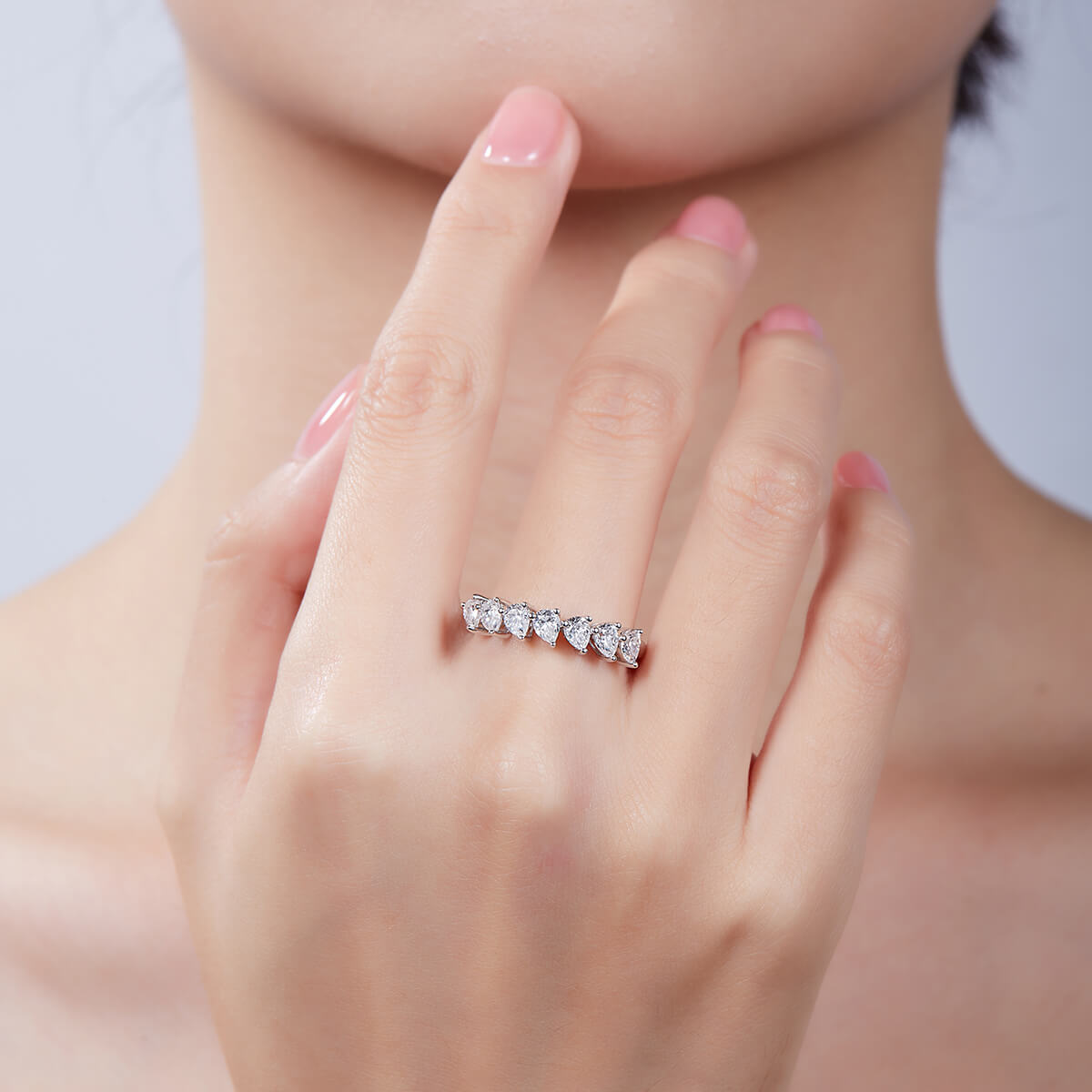 Pear cut Moissanite anniversary wedding band