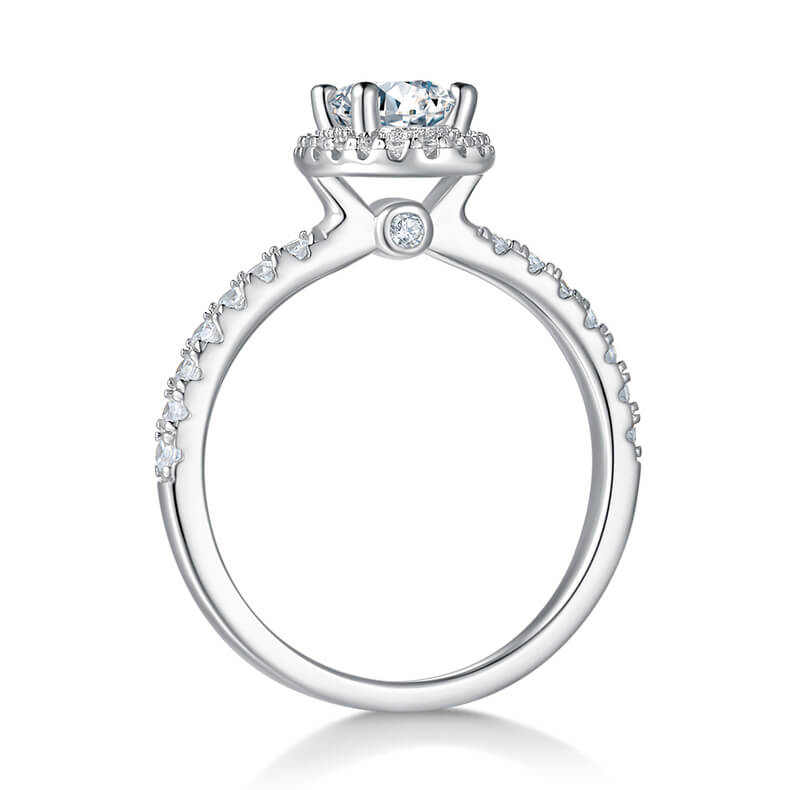 Oval cut Moissanite halo engagement ring