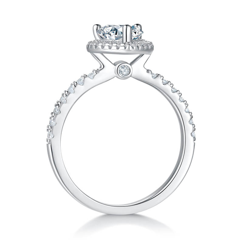 Heart cut Moissanite halo engagement ring