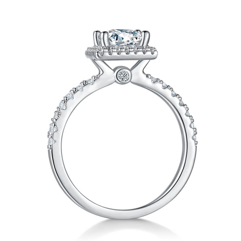 Princess cut Moissanite halo engagement ring