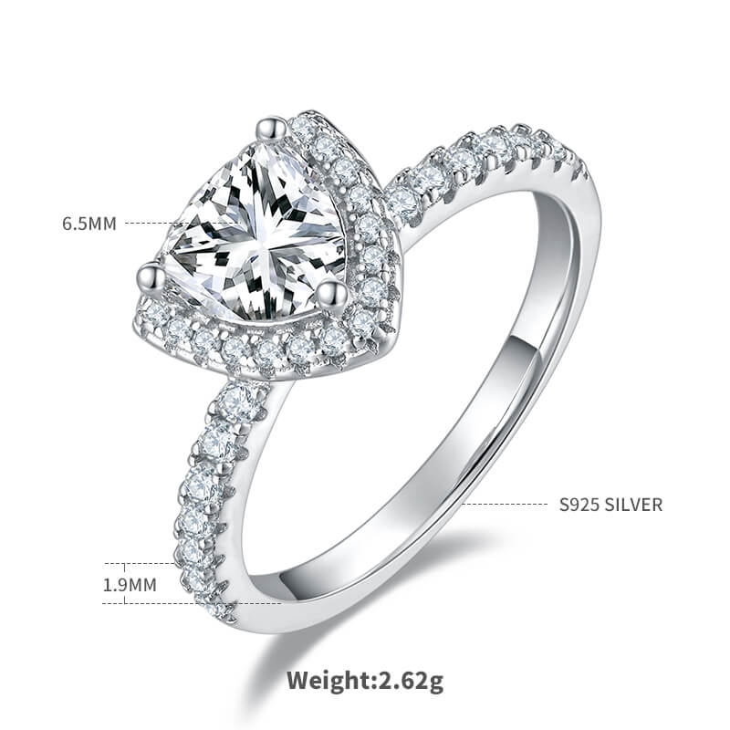 Trillion cut Moissanite halo engagement ring