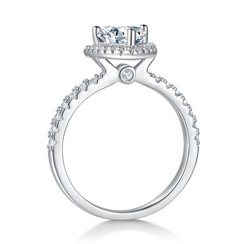 Trillion cut Moissanite halo engagement ring