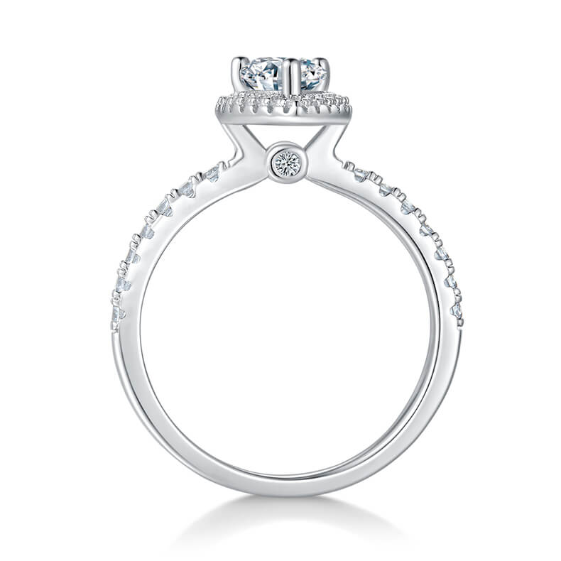 Pear cut Moissanite halo engagement ring