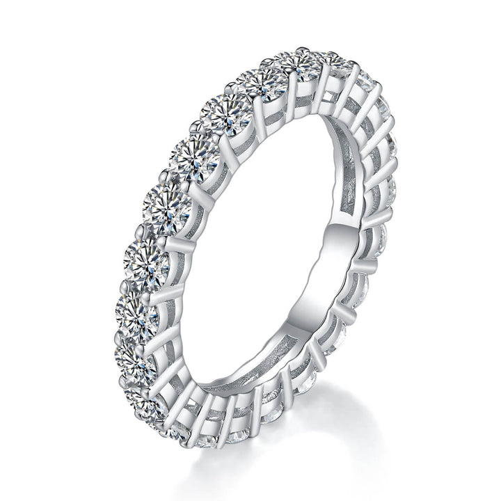 Full pave round cut Moissanite wedding band