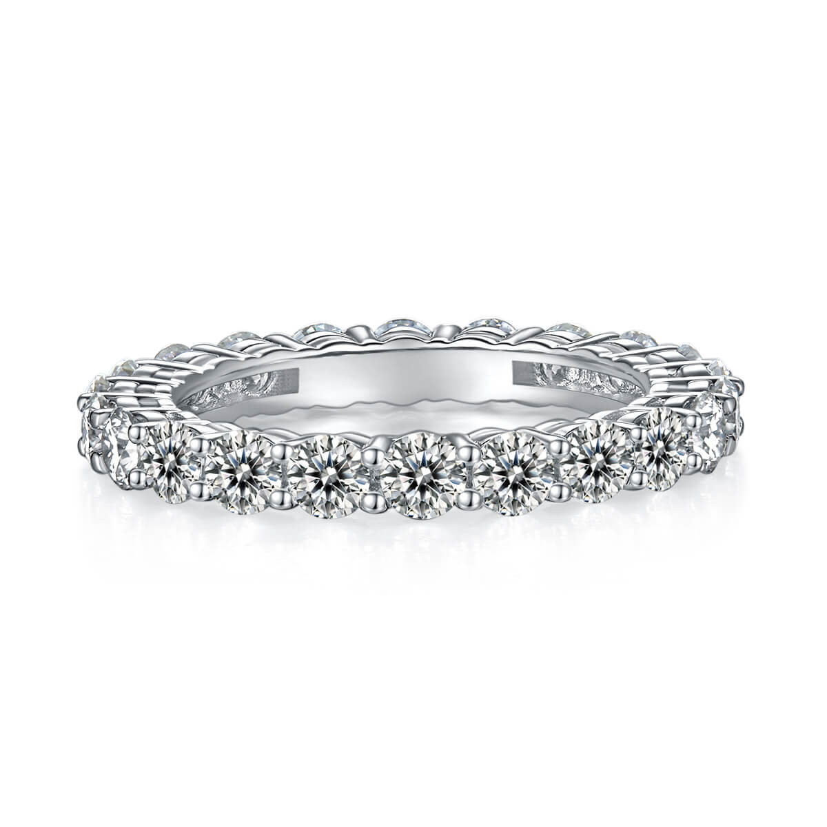 Full pave round cut Moissanite wedding band