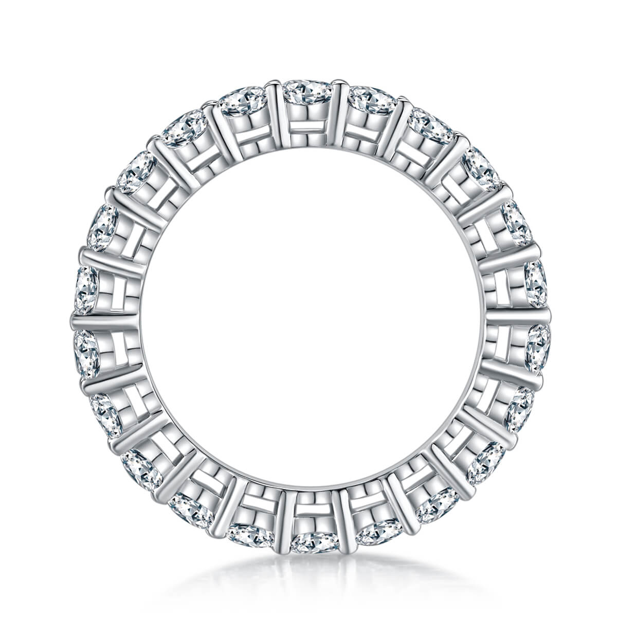 Full pave round cut Moissanite wedding band