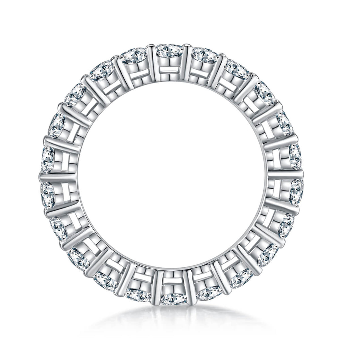 Full pave round cut Moissanite wedding band