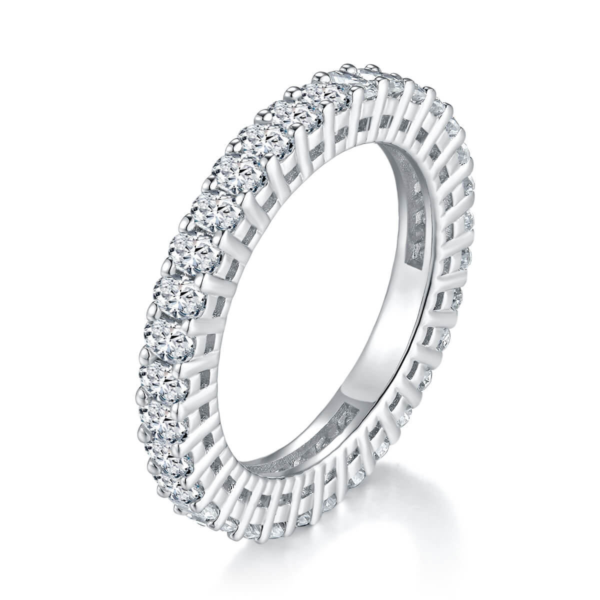 Full pave oval cut Moissanite wedding band