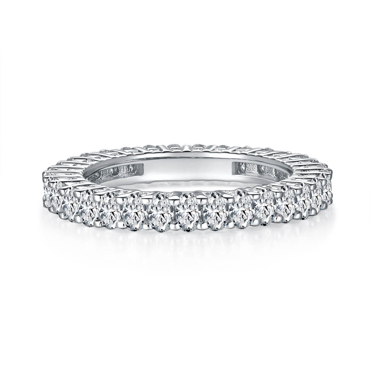 Full pave oval cut Moissanite wedding band